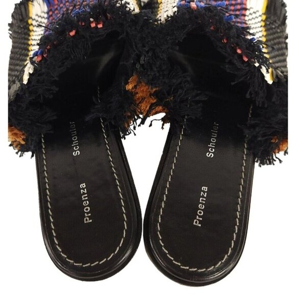 Proenza Schouler Woven Raffia Fringe Slides Size 38 US 7.5 Women's Sandals $595 - Picture 7 of 13